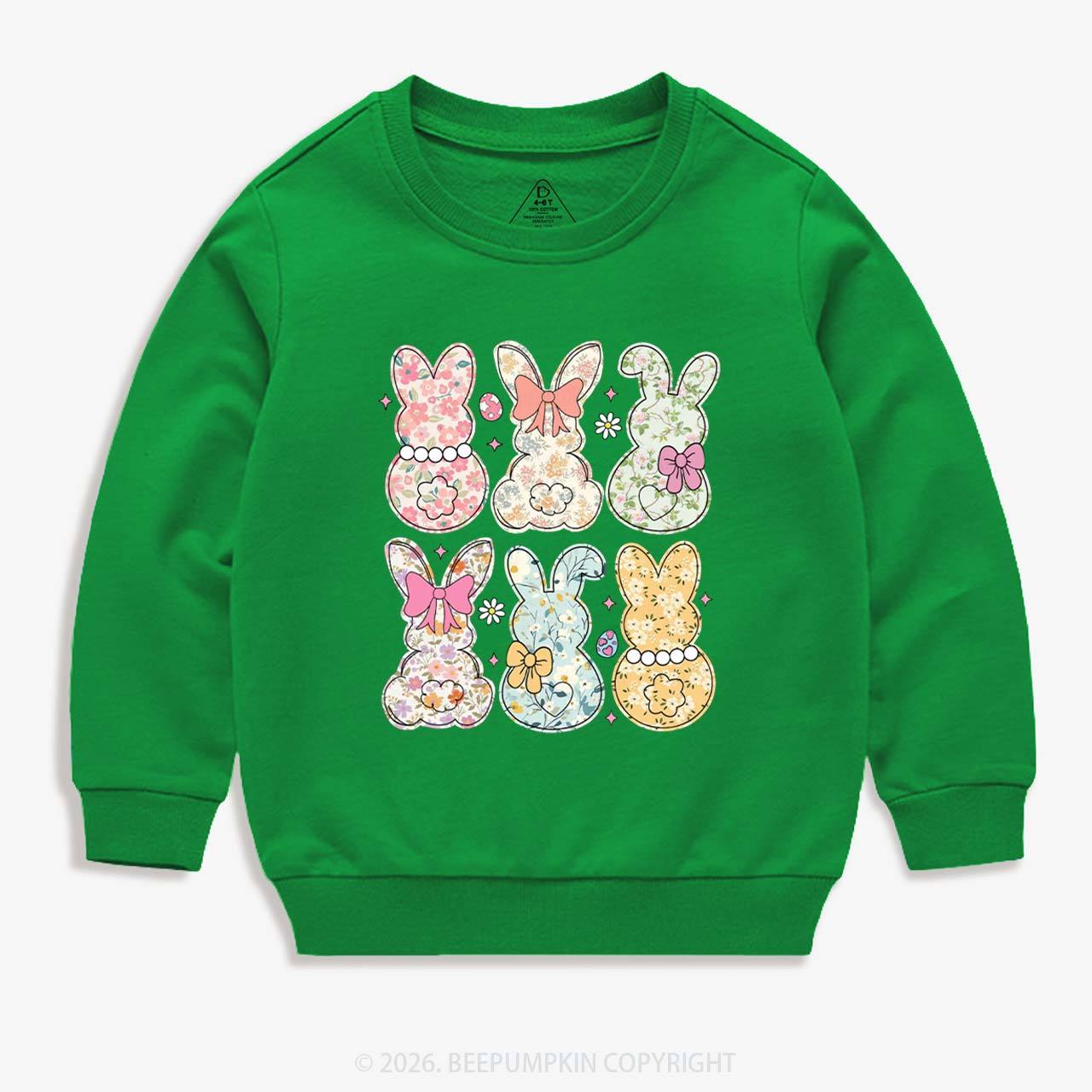 Vintage Spring Floral Bunny Bows Kid's Sweatshirt