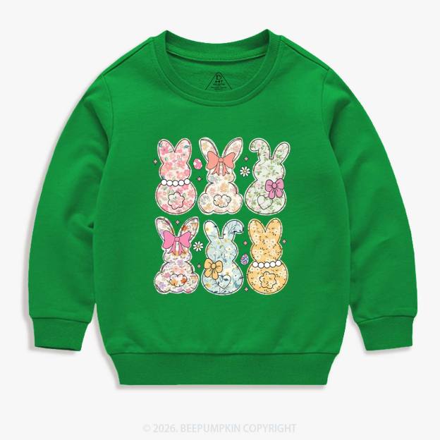 Vintage Spring Floral Bunny Bows Kid's Sweatshirt