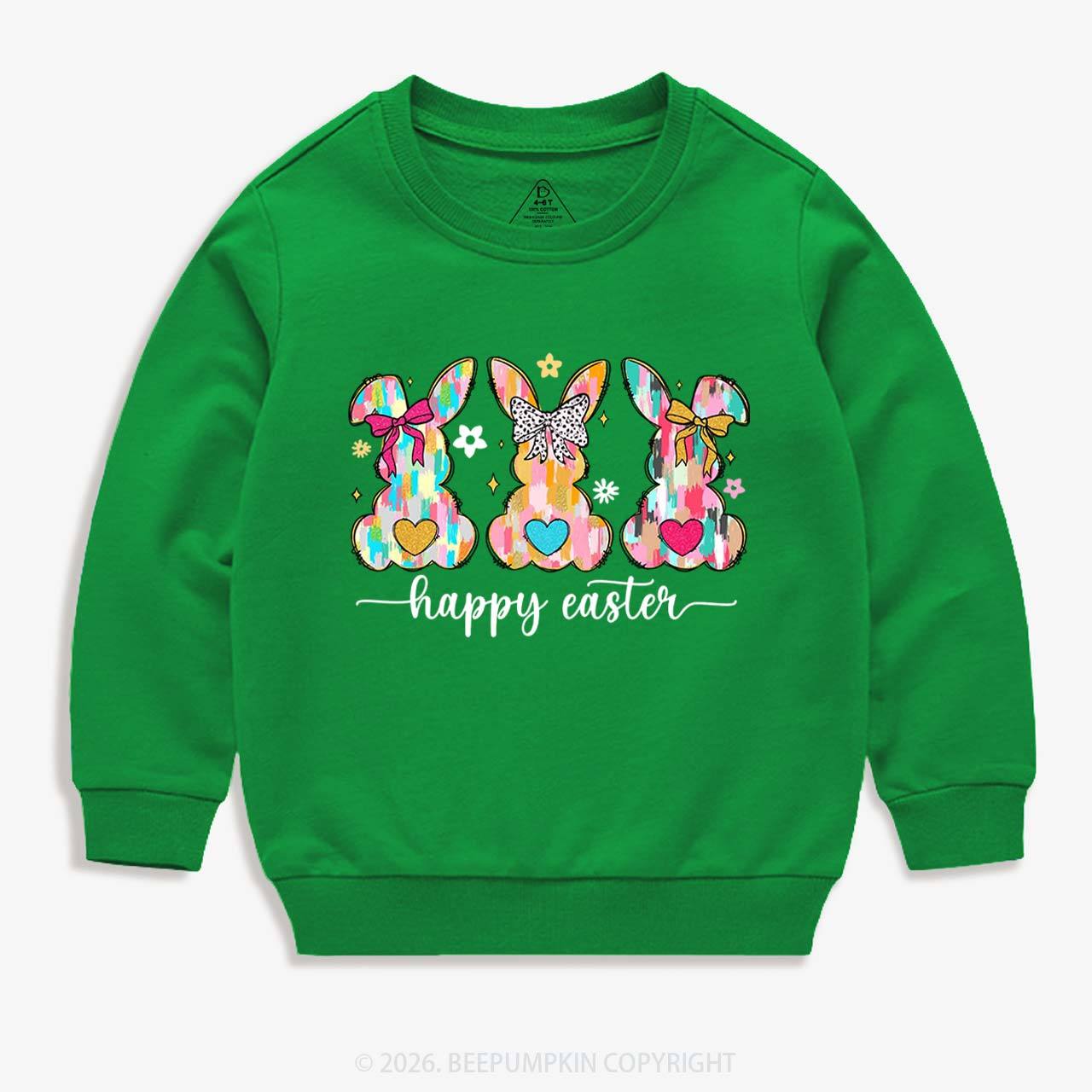 Pastel Brush Happy Bunnies Kid's Sweatshirt