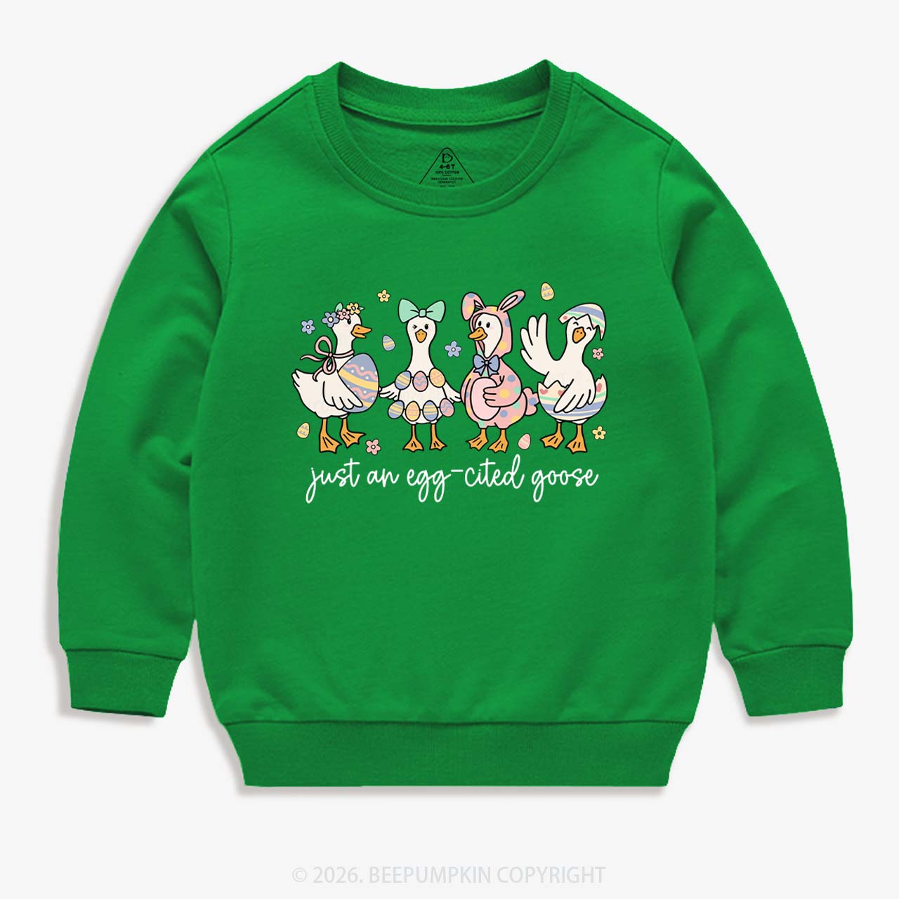 Just an Egg-cited Goose Happy Easter Kid's Sweatshirt