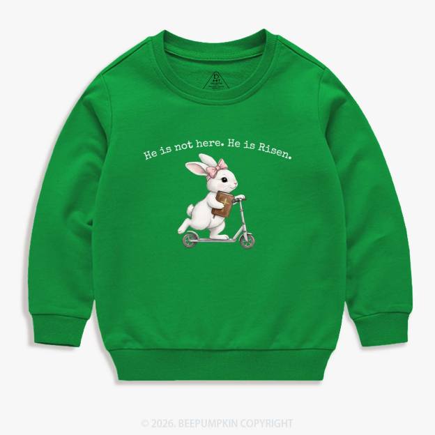 He Is Not Here He is Risen Rabbit Christian Easter Kid's Sweatshirt