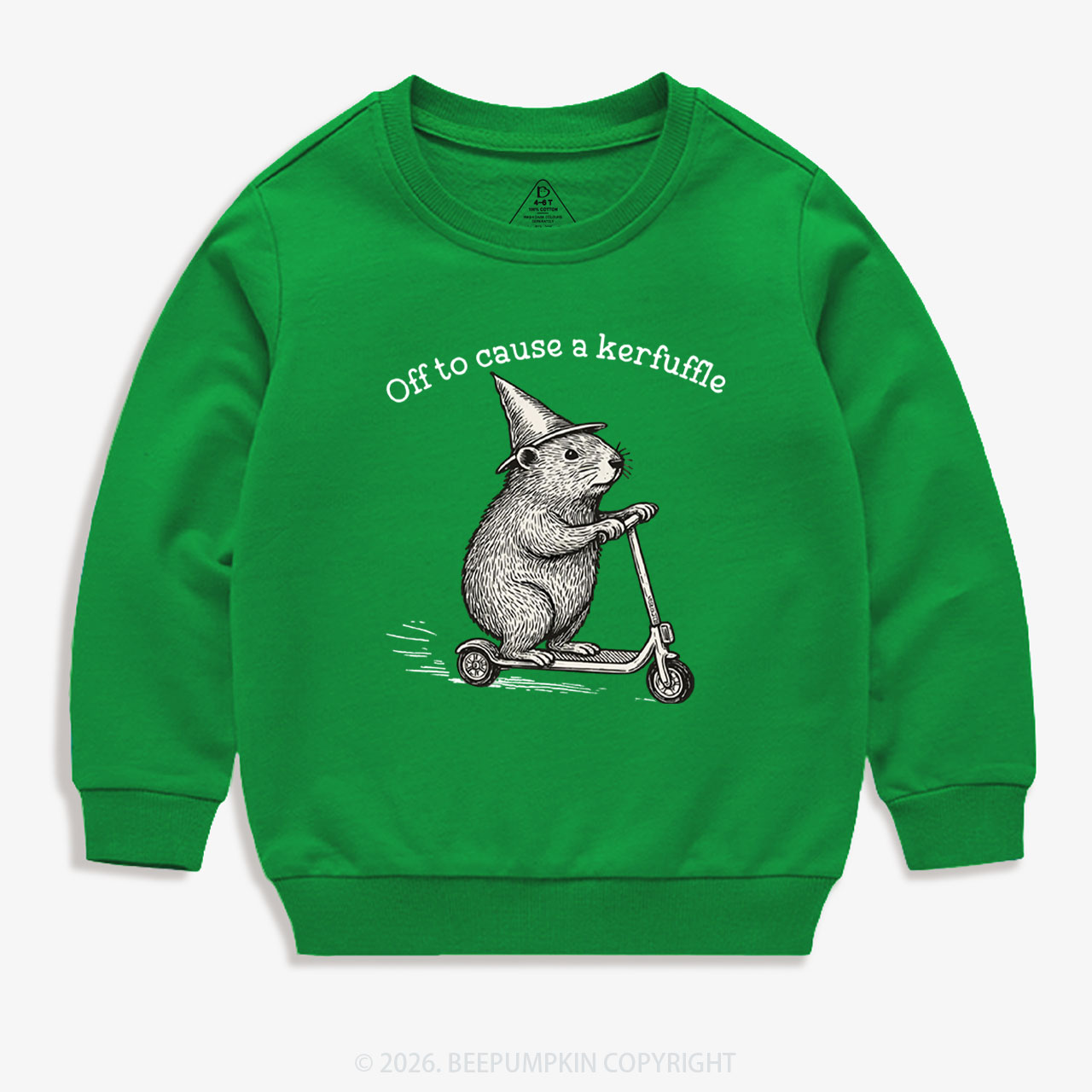 Off To Cause A Kerfuffle Groundhog Scooter Kid's Sweatshirt