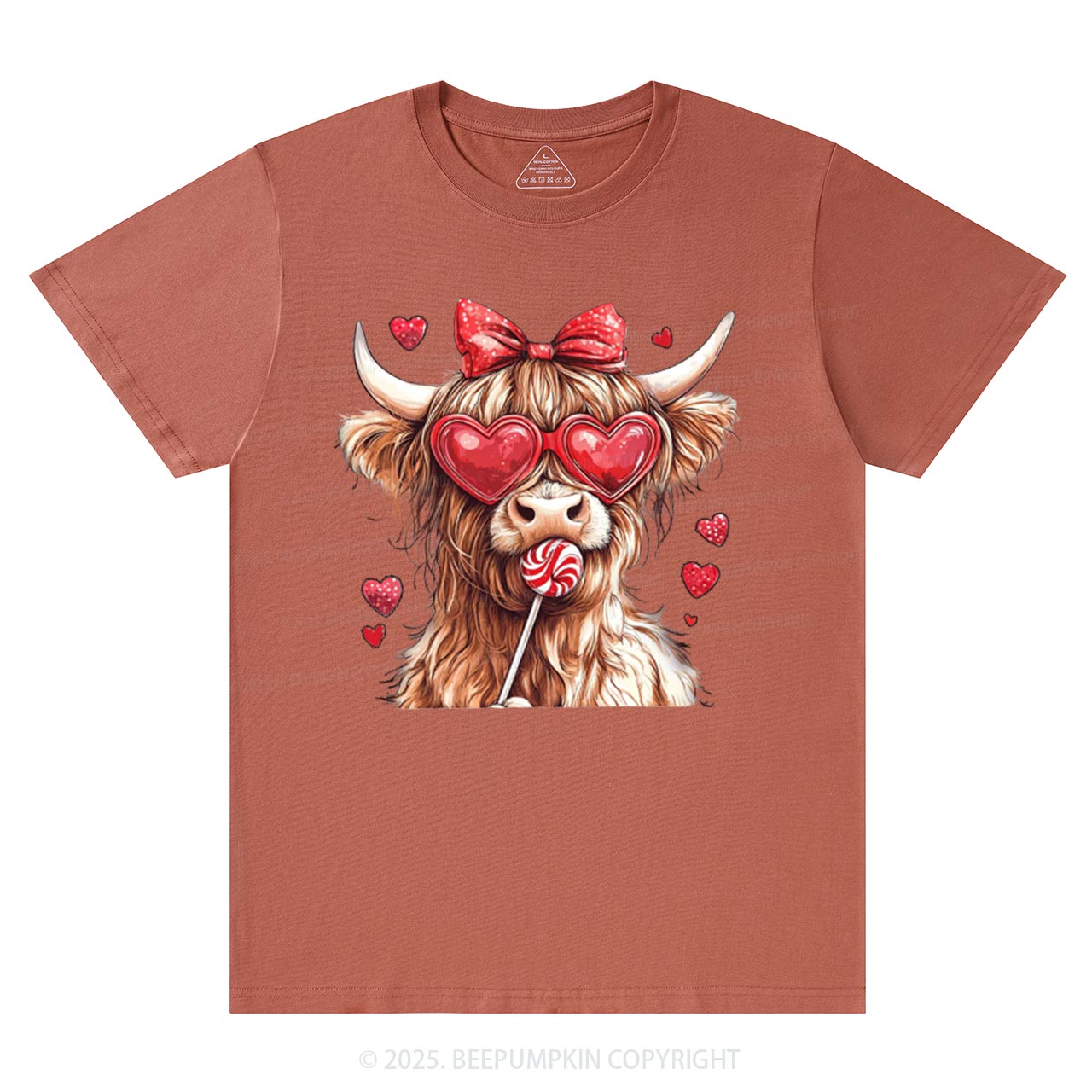 Highland Cow Valentine's Day T-Shirts Beepumpkin