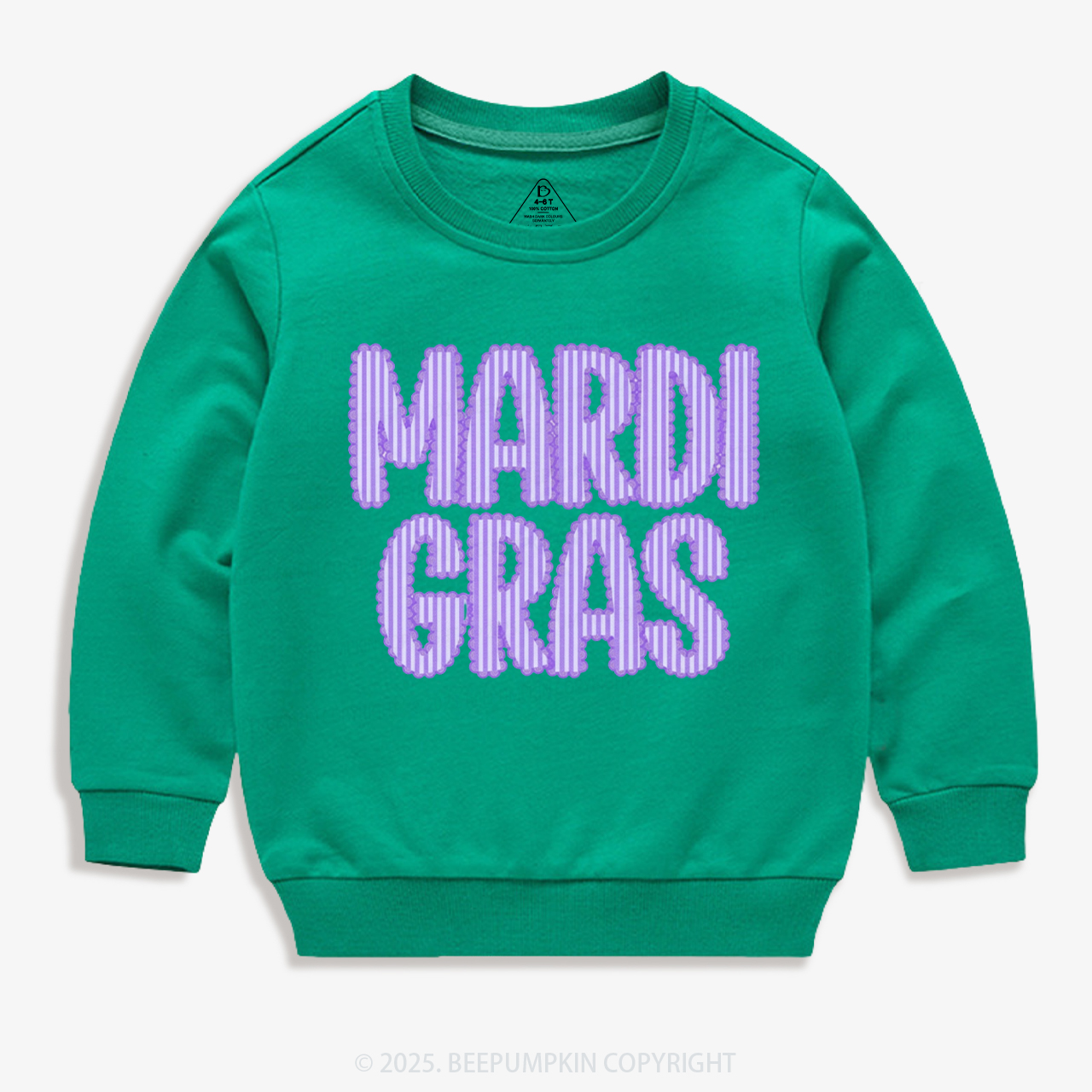 Purple Seersucker Mardi Gras Kid's Sweatshirt