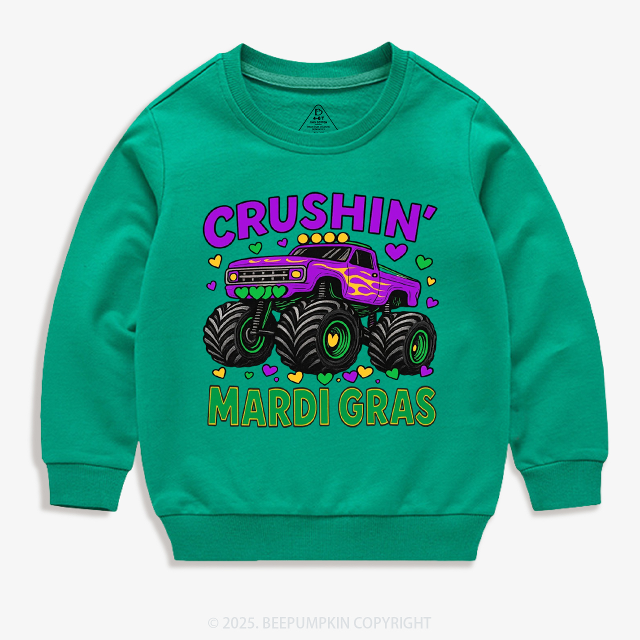 Crushin' Mardi Gras Monster Truck Kid's Sweatshirt