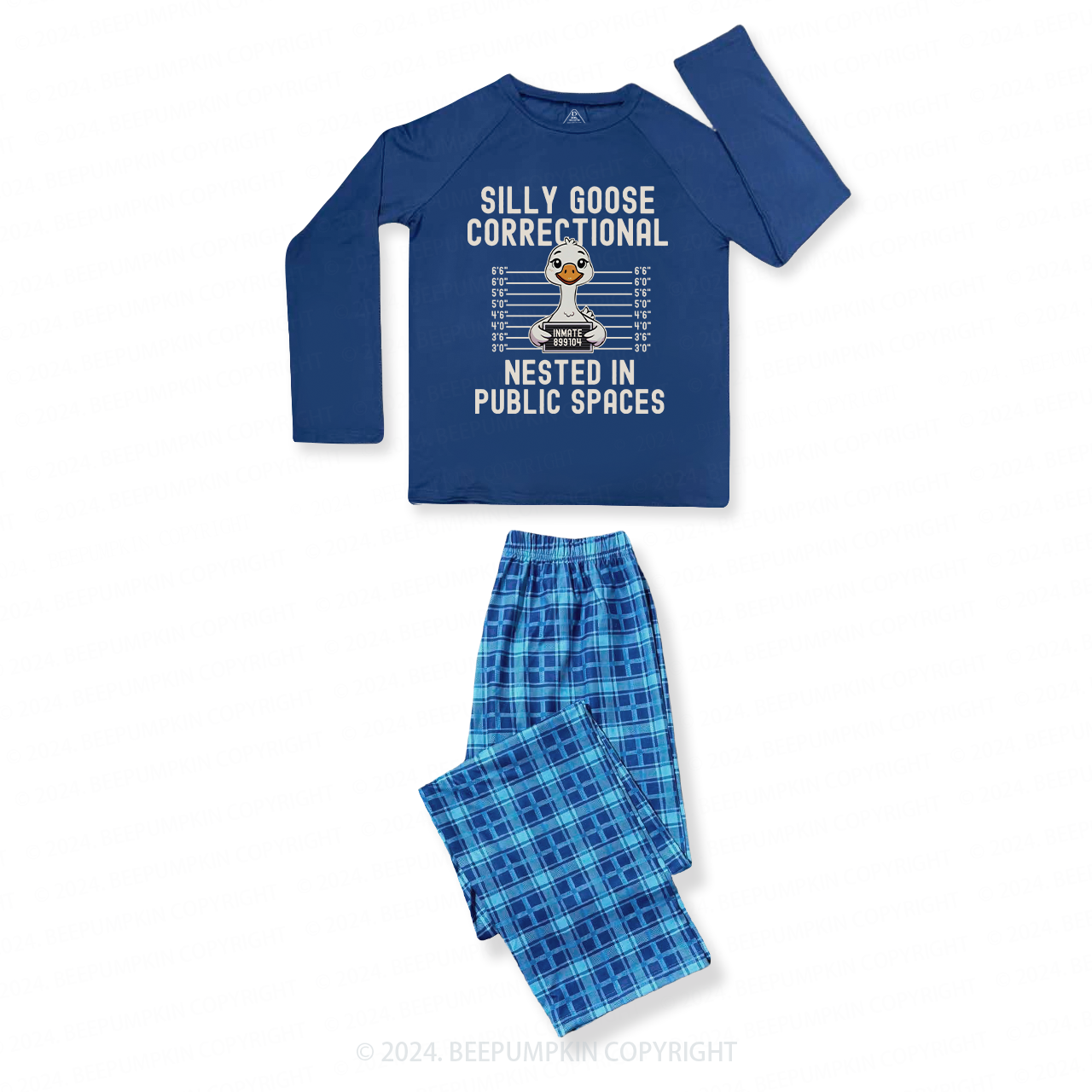 Silly Goose Funny Christmas Group Family Matching Blue Pajamas Beepumpkin