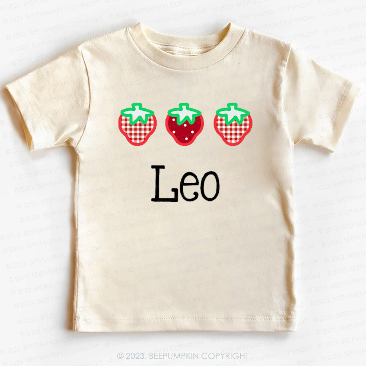 Strawberry Picking Applique Shirt For Kids