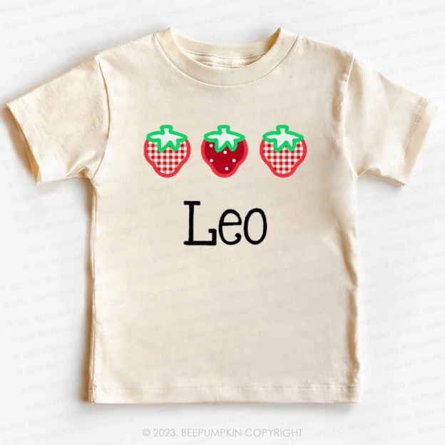 Strawberry Picking Applique Shirt For Kids