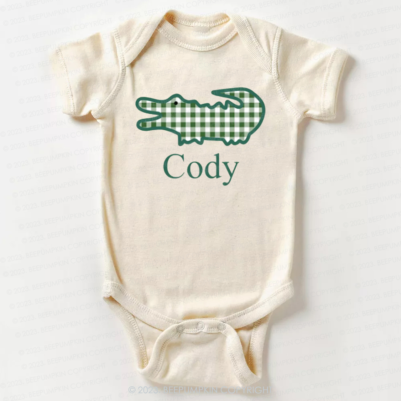 Alligator Gingham Bodysuit For Baby 