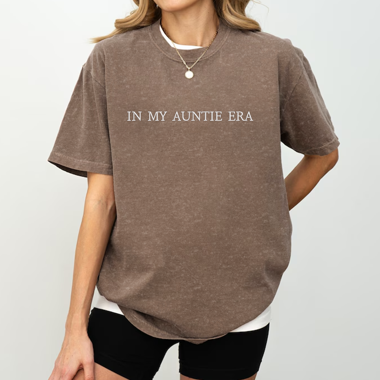 In My Auntie Era Embroidered Auntie Washed Tees