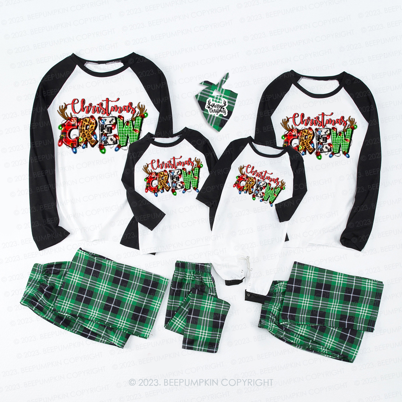 Retro Lighting Christmas Crew Matching Pajamas For Family Beepumpkin