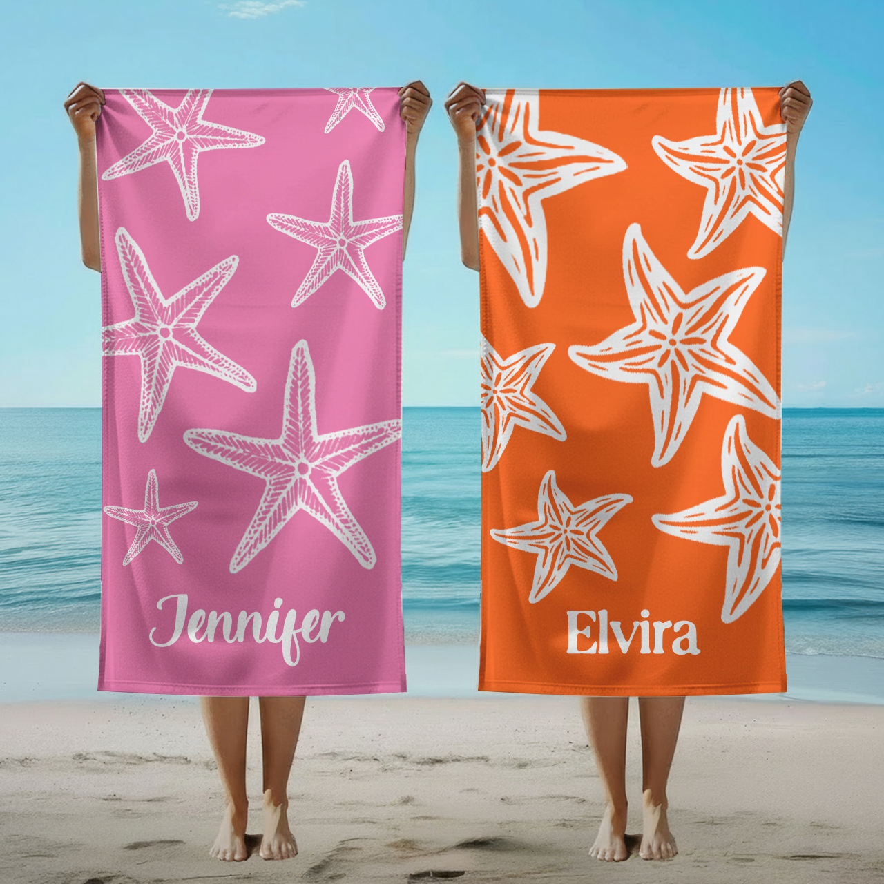 Personalized Starfish Name Beach Towel