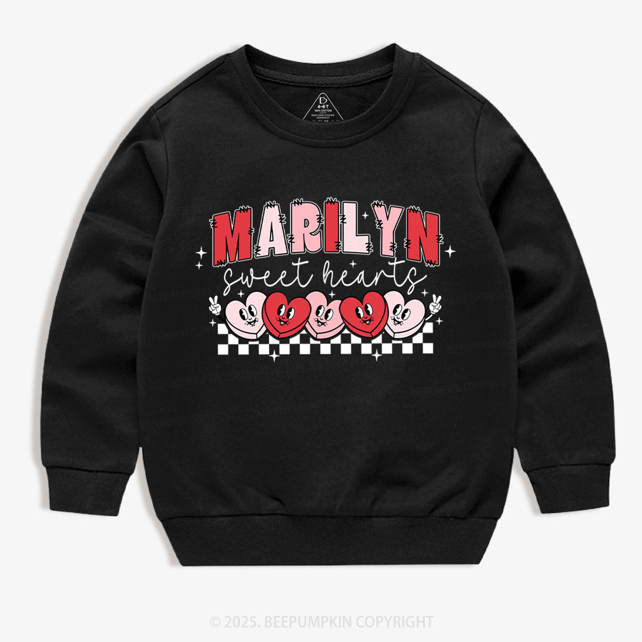 Personalized Pink Heart Smile Kid's Sweatshirt