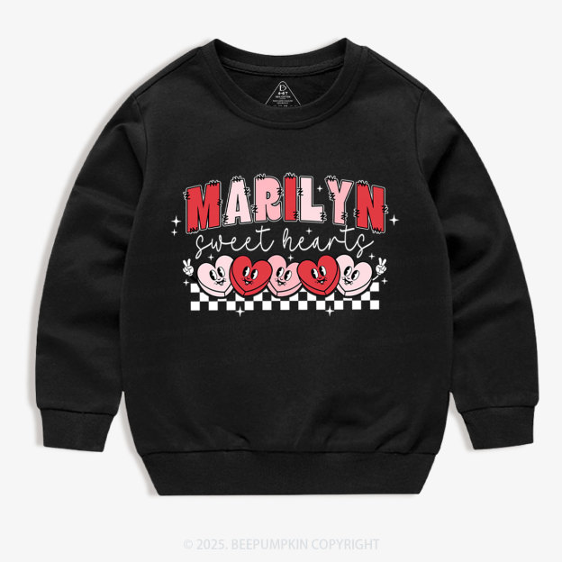 Personalized Pink Heart Smile Kid's Sweatshirt