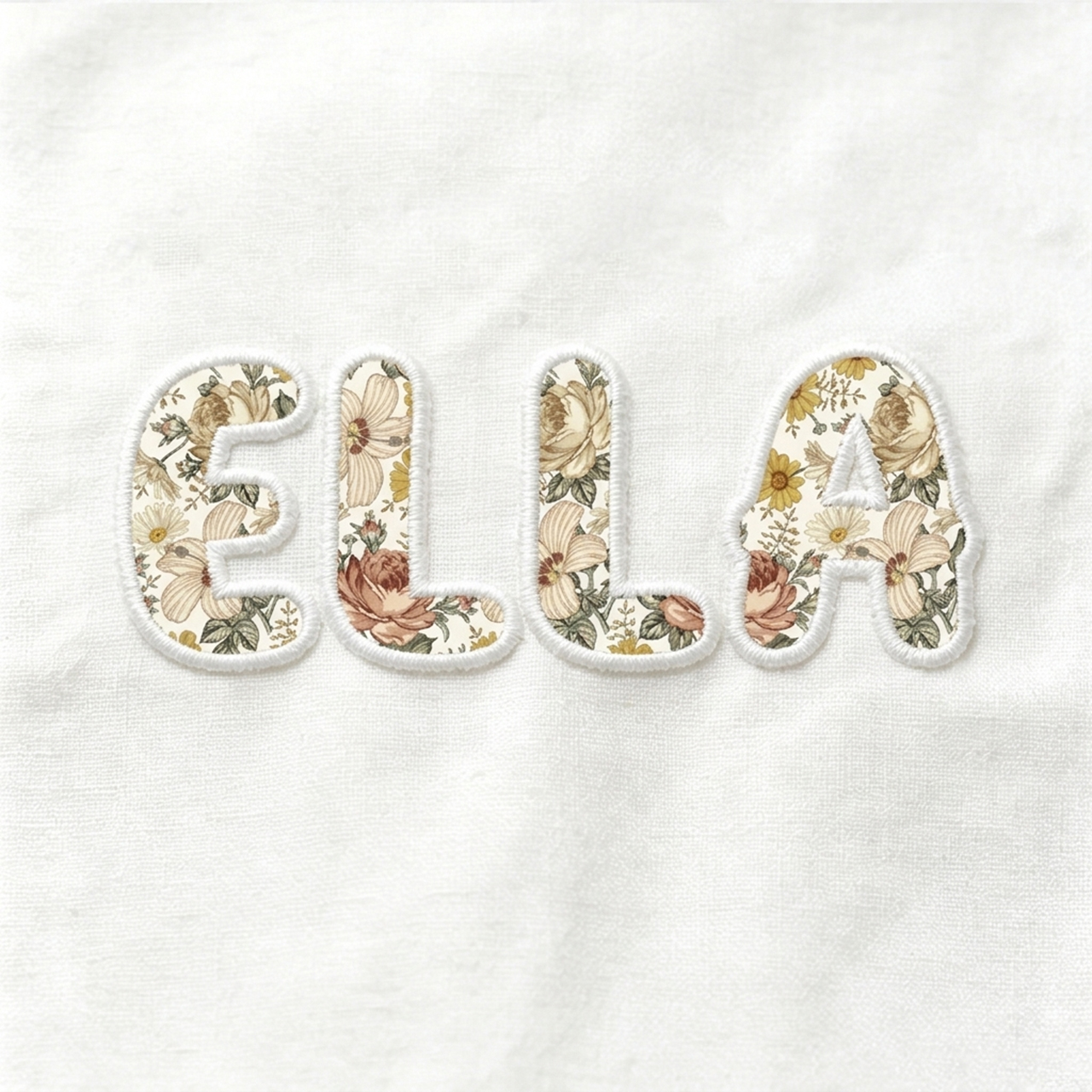 2 Pieces Applique Personalized Wildflower Print Baby Romer Set