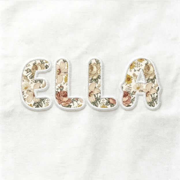 2 Pieces Applique Personalized Wildflower Print Baby Romer Set