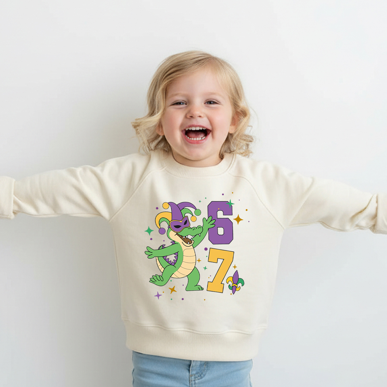 Mardi Gras Alligator 67 Kid's Sweatshirt