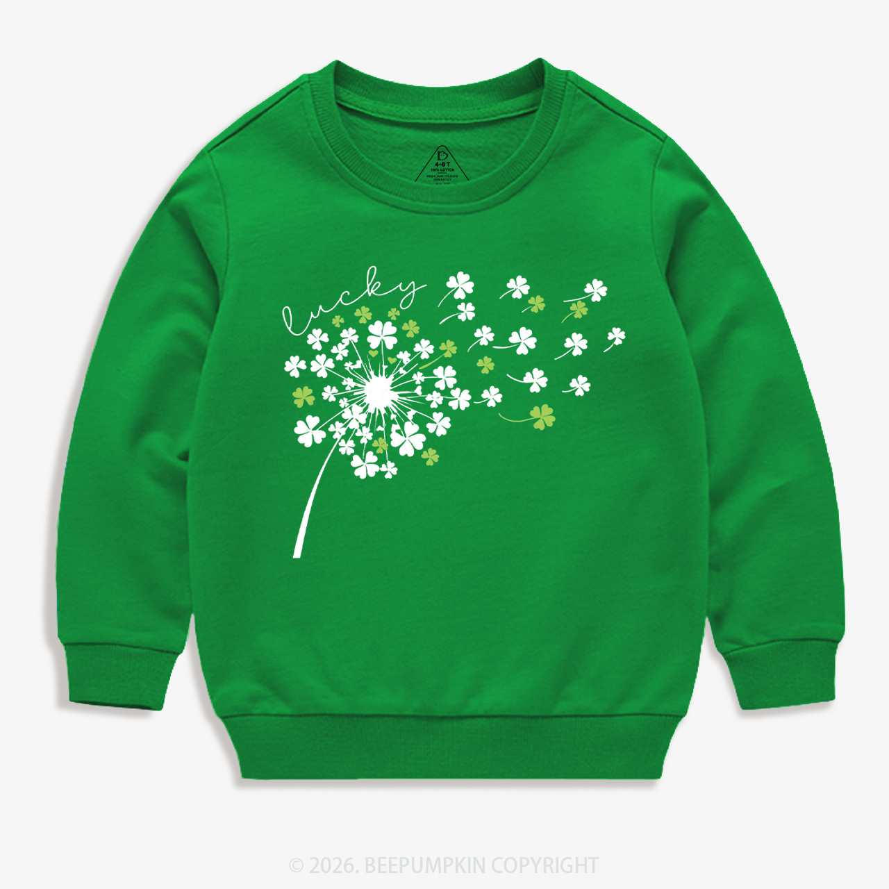 Dandelion Shamrock St. Patrick's Day Kid's Sweatshirt