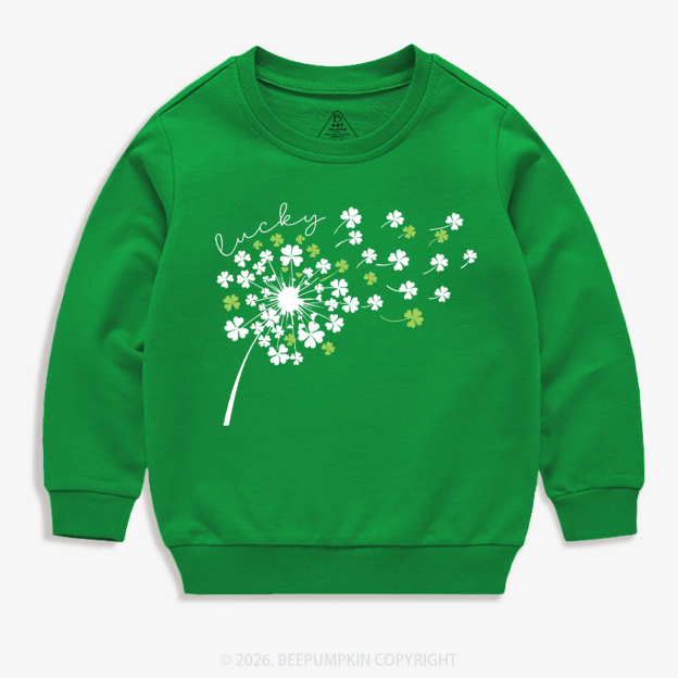 Dandelion Shamrock St. Patrick's Day Kid's Sweatshirt