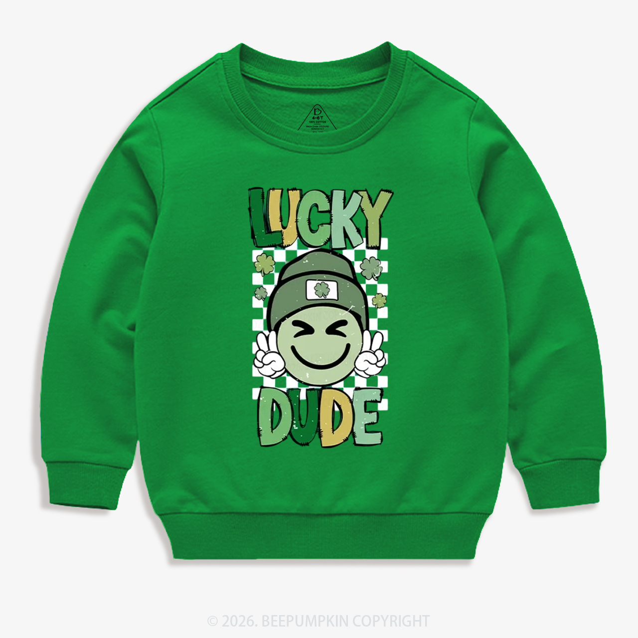 Retro Lucky Dude St.Patricks Day Kids Sweatshirt