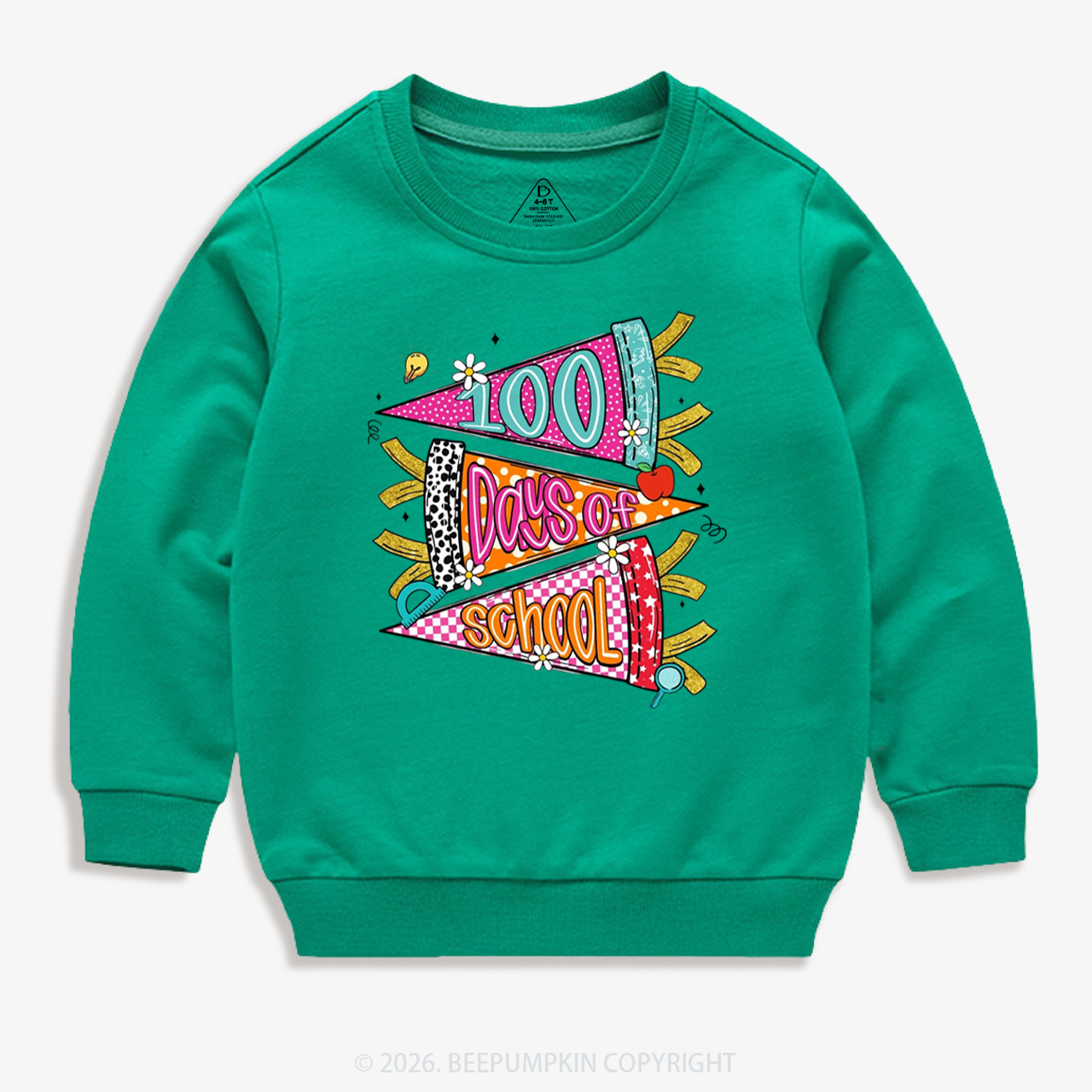 100 Days of School Coquette Bow Pencil Toddler&Kid's Sweatshirt