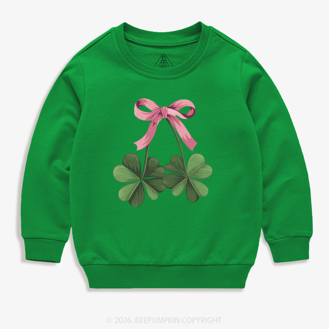 Lucky Shamrock Bow St. Patrick's Day Kid's Sweatshirt