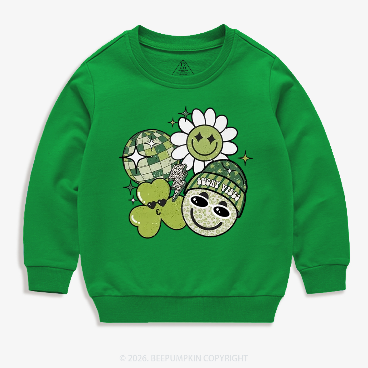 Disco Lucky Vibes St.Patricks Day Kids Sweatshirt