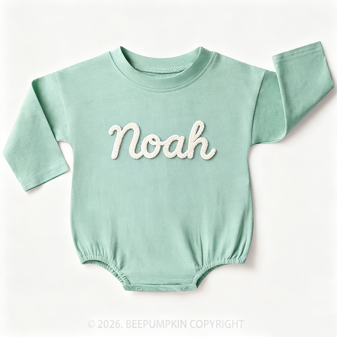 Personalized Yarn Embroidered Name Baby Bubble Romper