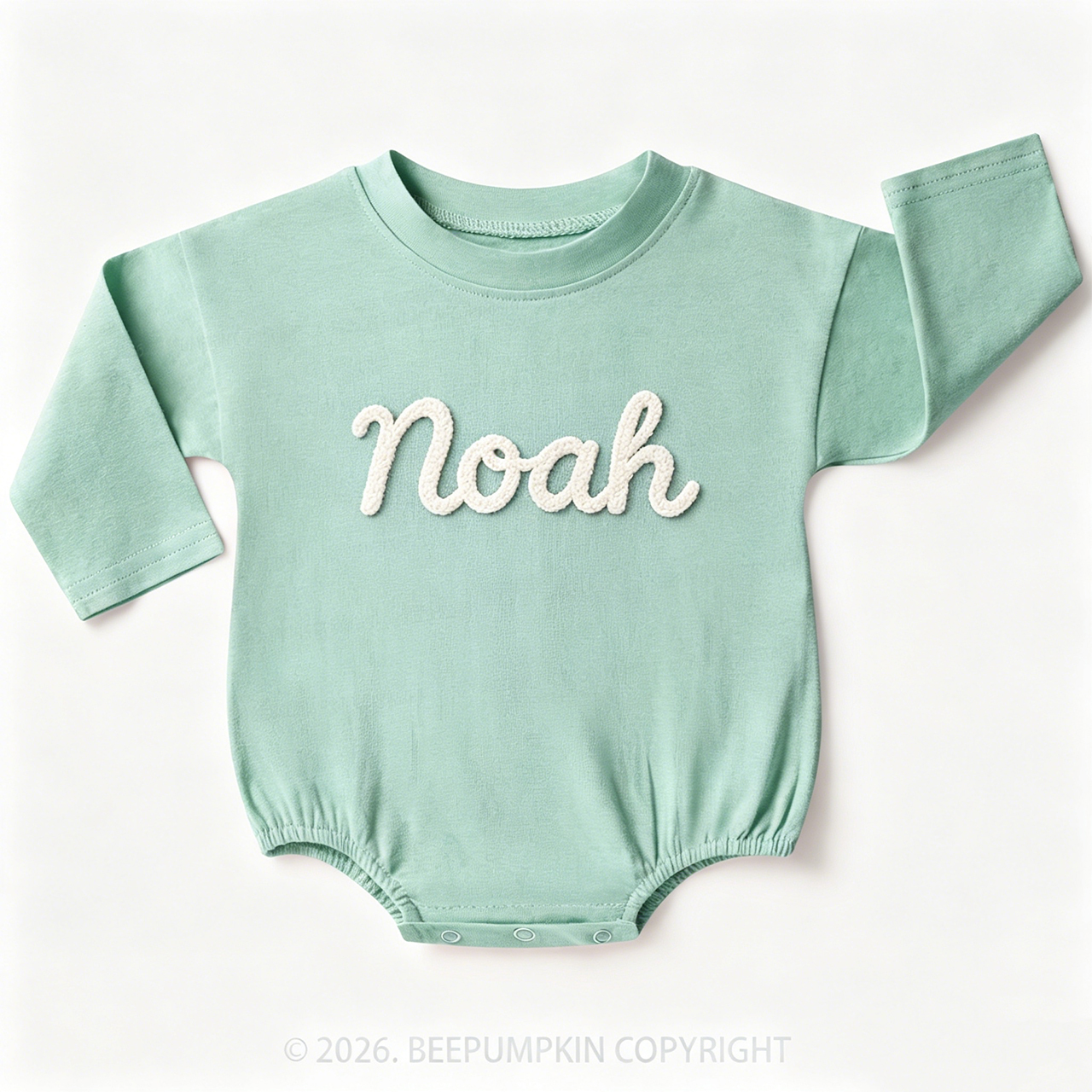Personalized Yarn Embroidered Name Baby Bubble Romper