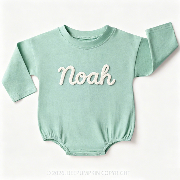 Personalized Yarn Embroidered Name Baby Bubble Romper