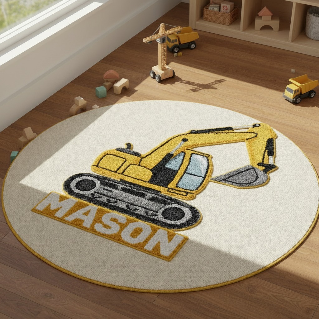 Personalized Excavator Imitation Cashmere Texture Rug