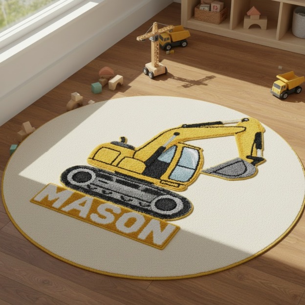 Personalized Excavator Imitation Cashmere Texture Rug