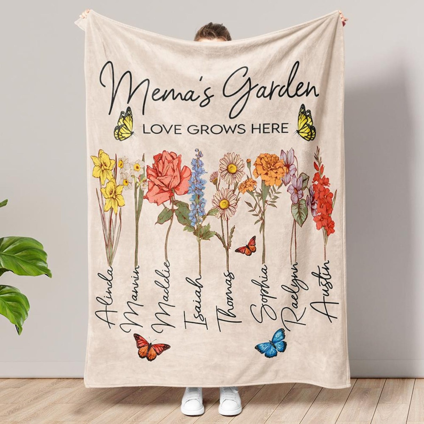 Personalized Fleece Grandmas Garden Blanket