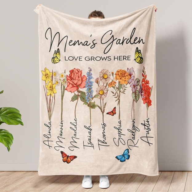 Personalized Fleece Grandmas Garden Blanket