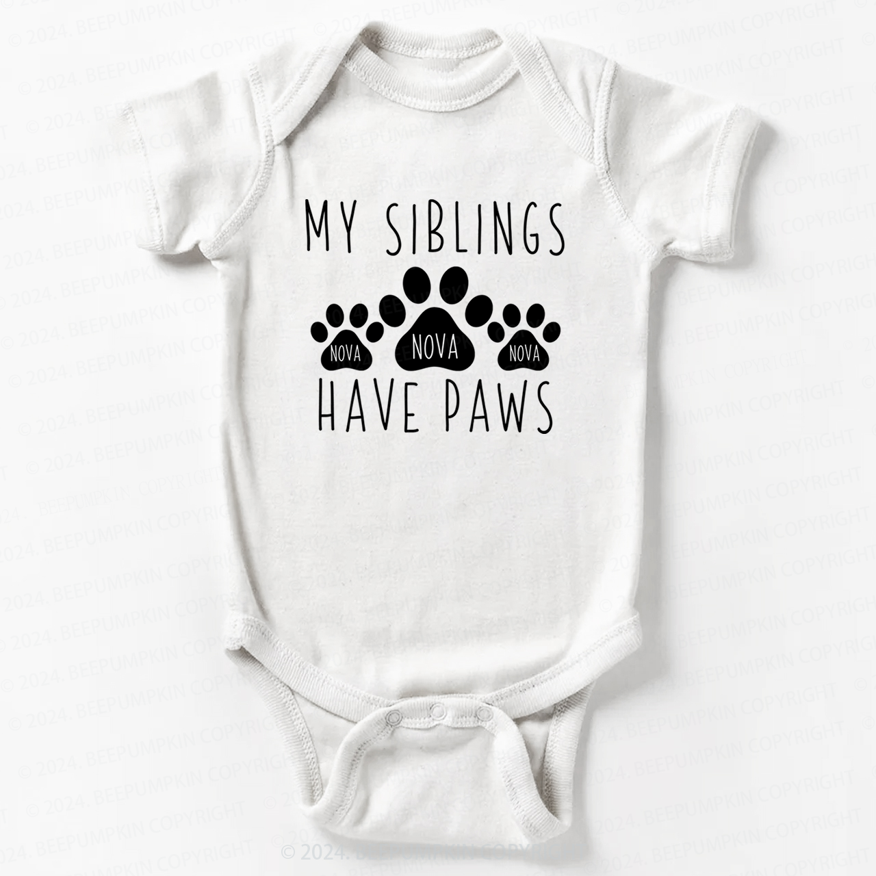 Personalized My Siblings Have Paws Baby Bodysuit