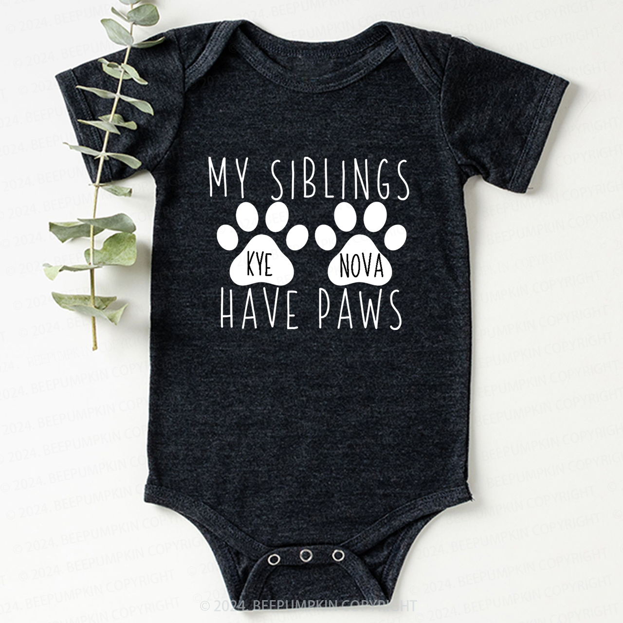Personalized My Siblings Have Paws Baby Bodysuit