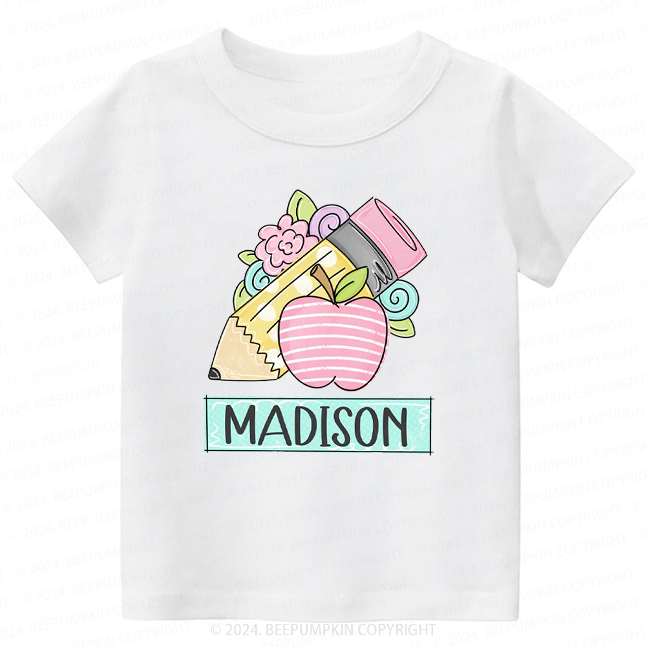 Personalized Back to School Apple Toddler&Kids Tees 