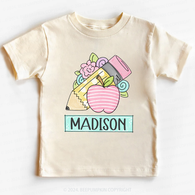 Personalized Back to School Apple Toddler&Kids Tees 