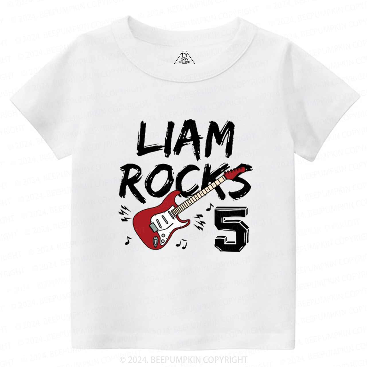 Personalized Rock Guitar Toddler&Kids Tees 