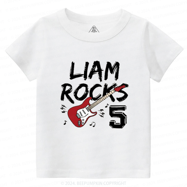 Personalized Rock Guitar Toddler&Kids Tees 