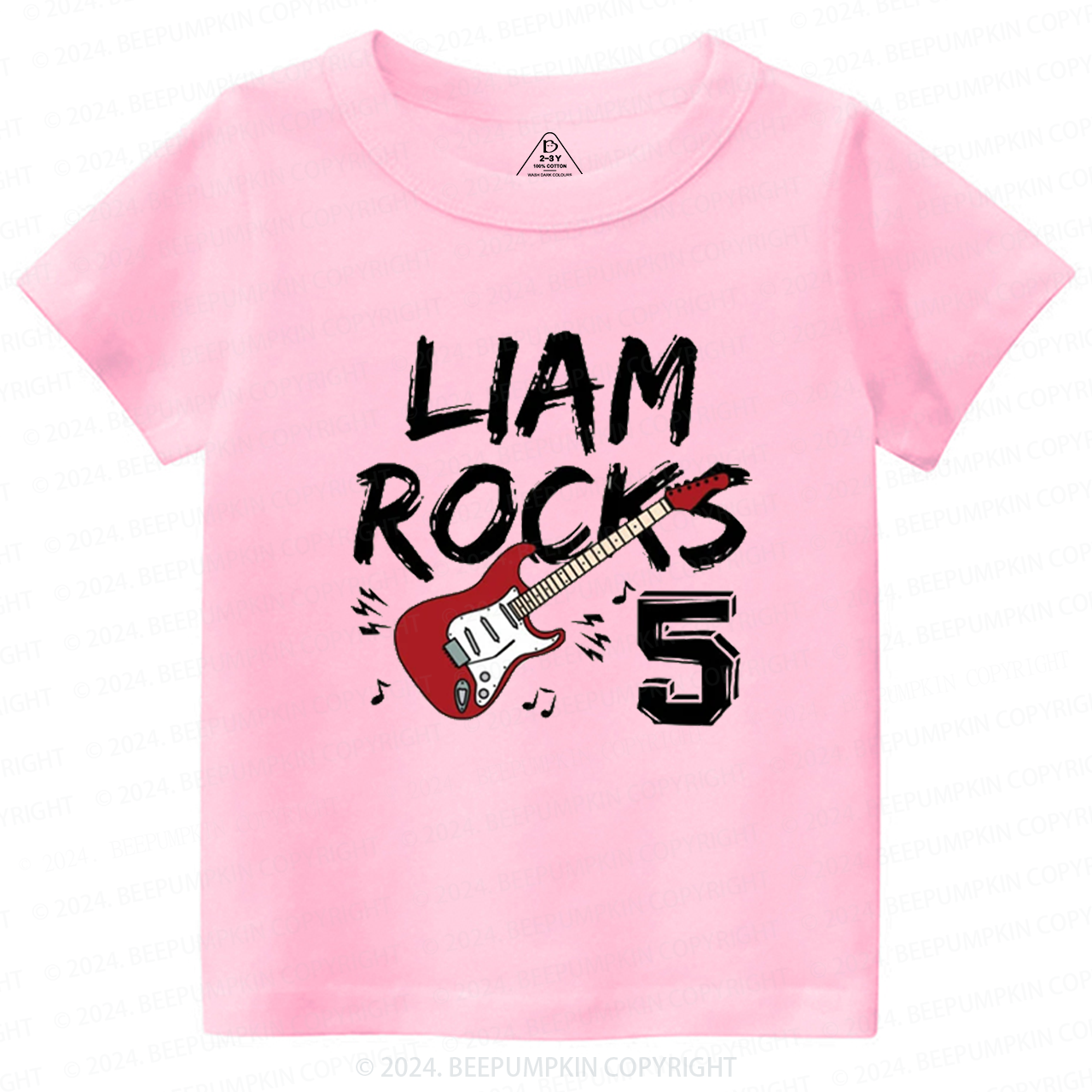 Personalized Rock Guitar Toddler&Kids Tees 