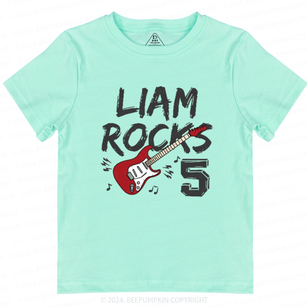 Personalized Rock Guitar Toddler&Kids Tees 