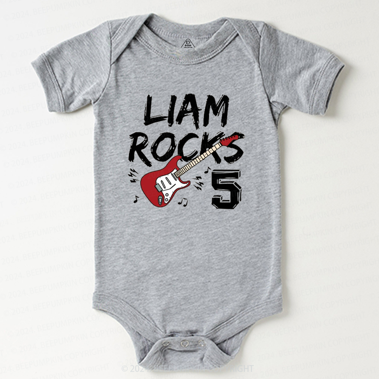 Personalized Rock Guitar Baby Bodysuit 8