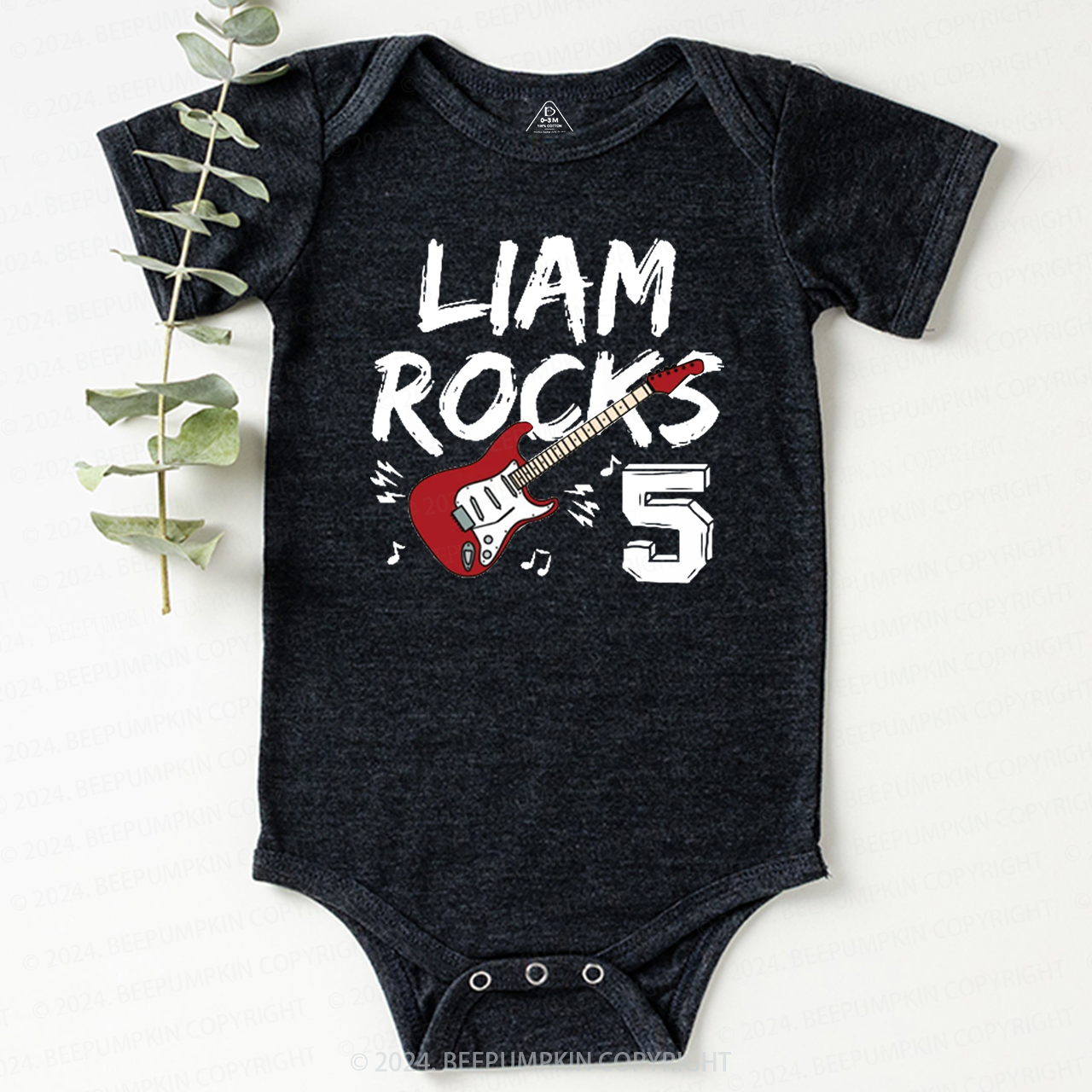 Personalized Rock Guitar Baby Bodysuit 8