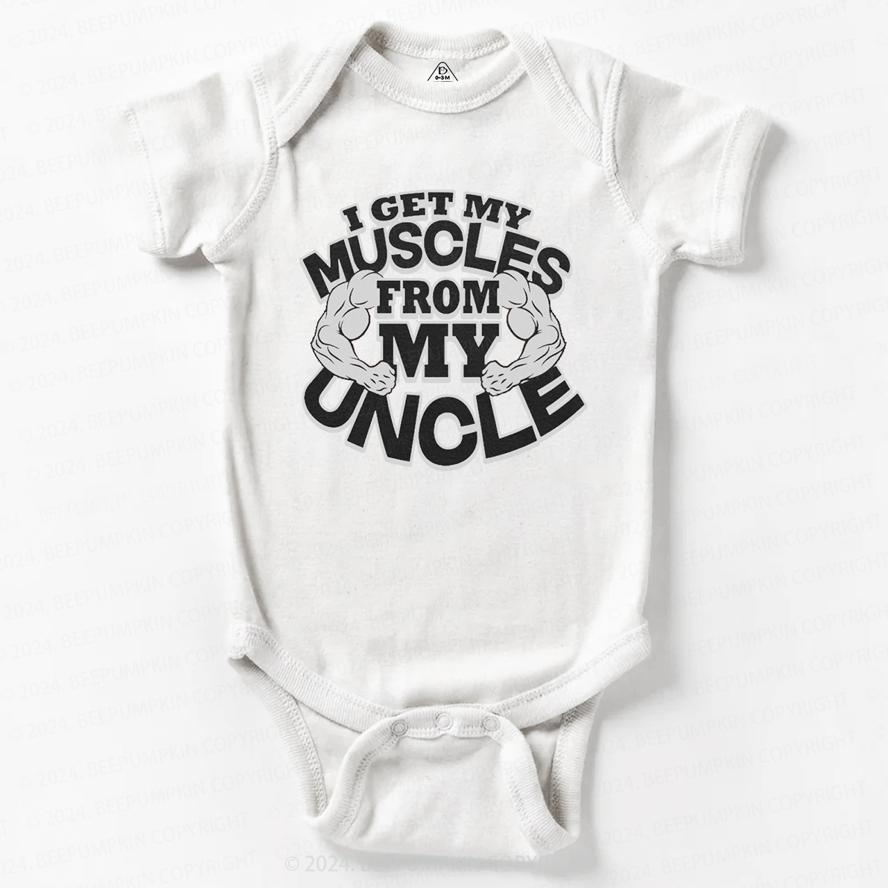 I Get My Muscles From My Uncle Baby Bodysuit 7