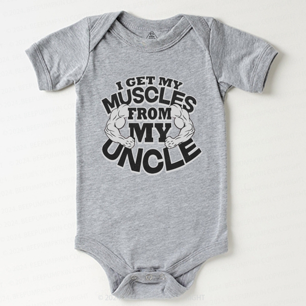 I Get My Muscles From My Uncle Baby Bodysuit 7