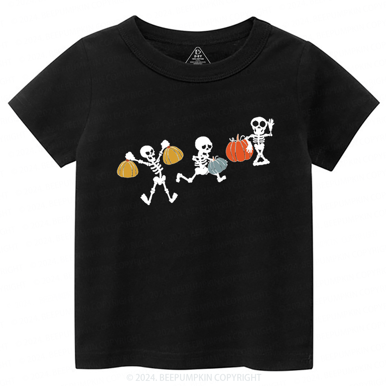 Funny Sportive Skeletons With Pumpkins Toddler&Kids Tees 