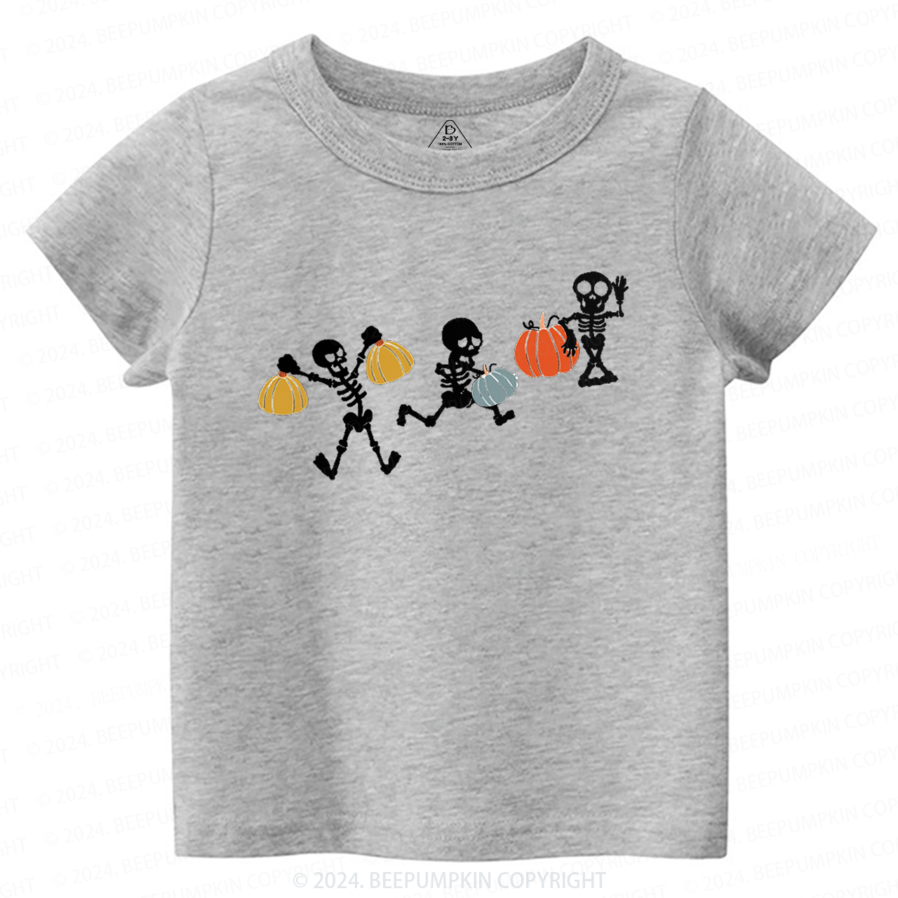 Funny Sportive Skeletons With Pumpkins Toddler&Kids Tees 