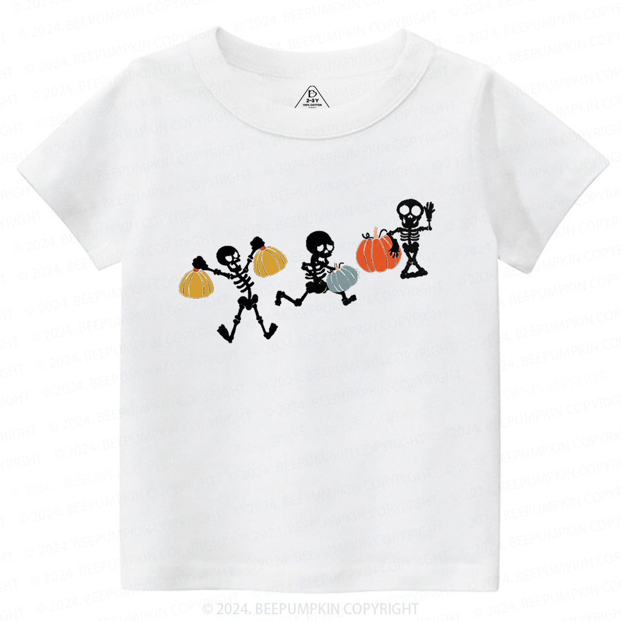 Funny Sportive Skeletons With Pumpkins Toddler&Kids Tees 