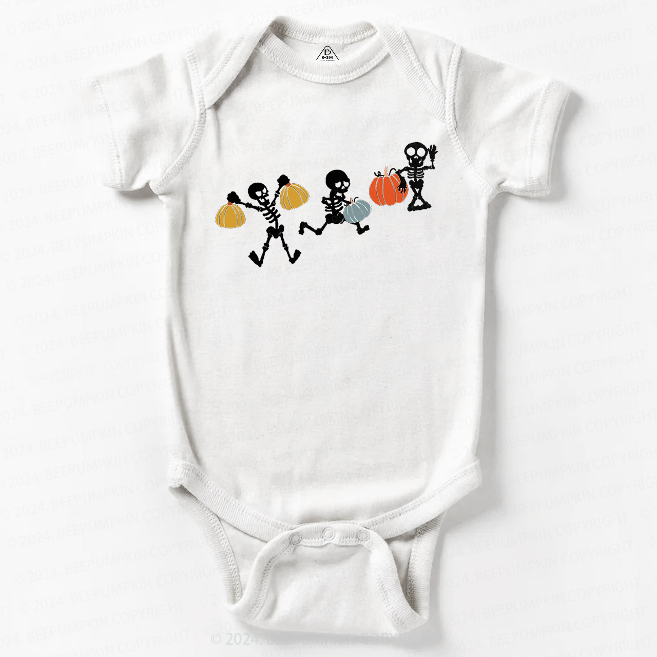 Funny Sportive Skeletons With Pumpkins Baby Bodysuits 